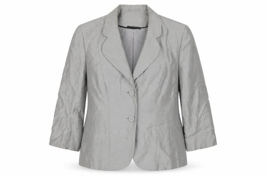 Precis Women Silver Grey Linen Blend Single-Breasted Blazer UK 12