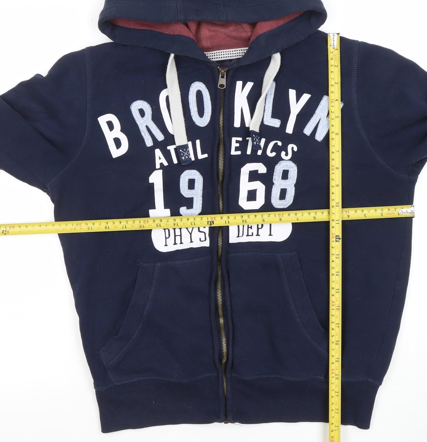 TVOE Men's Blue Full Zip Hoodie S 46 Brooklyn Athletics Graphic