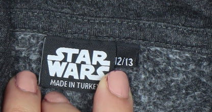 Brand and care label for Star Wars boys’ dark grey pullover hoodie age 12-13 years cotton blend