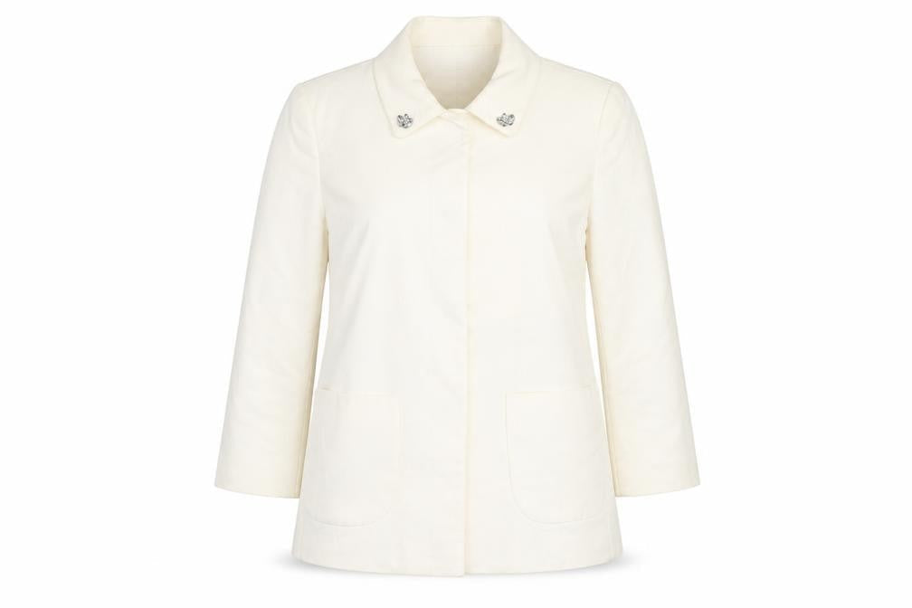 Zara Basic Women Ivory Cotton Blazer XS Regular Fit Single-Breasted