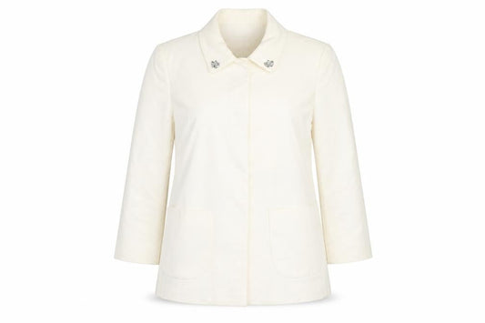 Zara Basic Women Ivory Cotton Blazer XS Regular Fit Single-Breasted