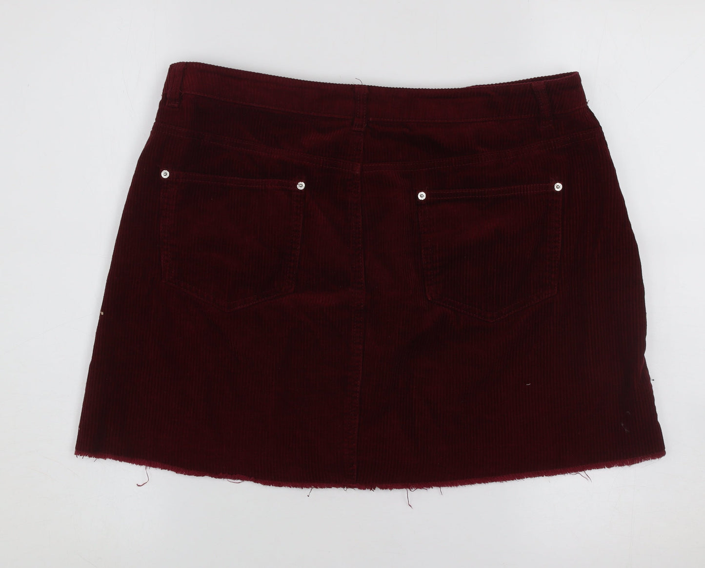 Miss Selfridge Women Red Corduroy Short Skirt UK 14