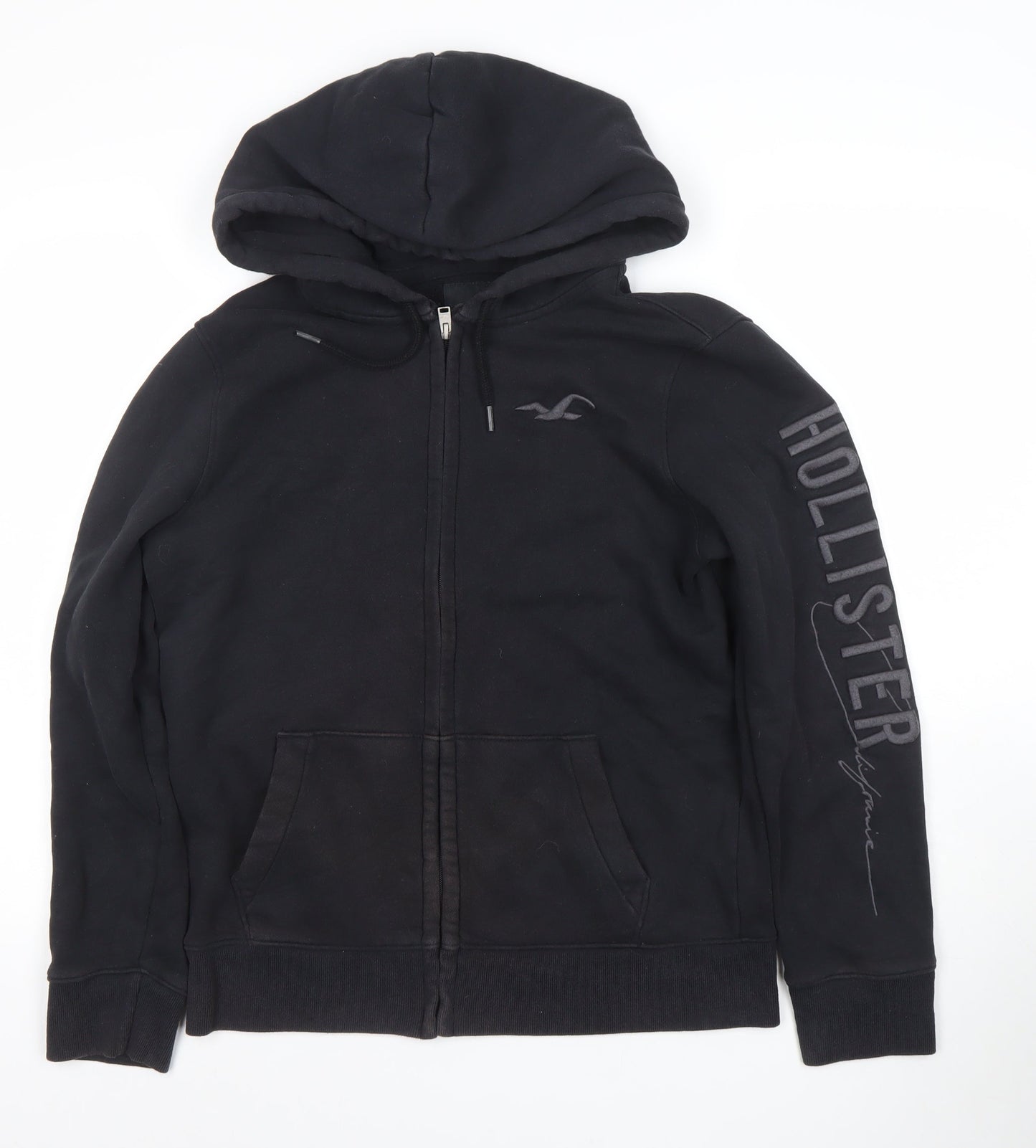 Hollister Men’s Black Full Zip Hoodie S Regular Fit Fleece Lined