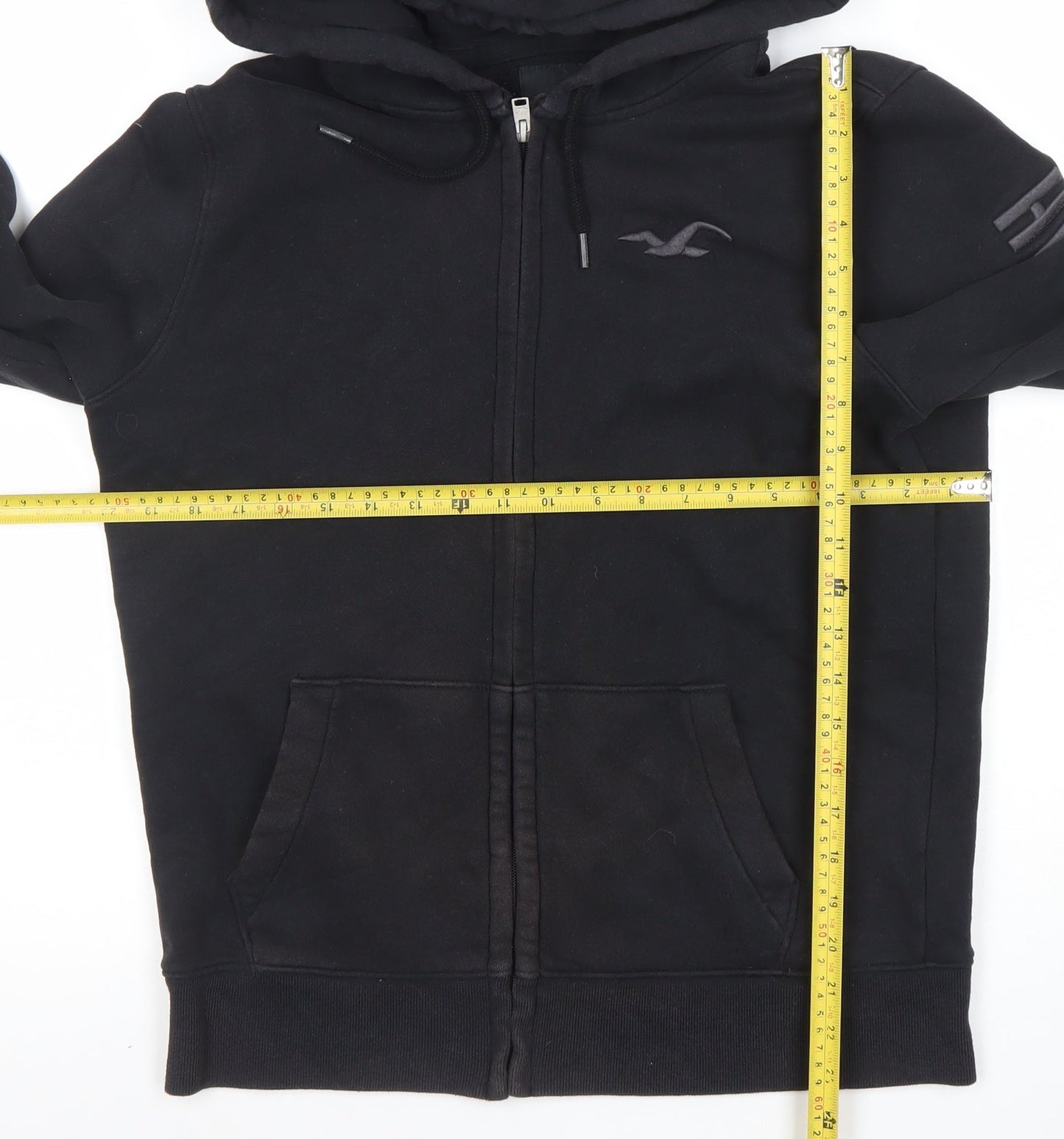 Hollister Men’s Black Full Zip Hoodie S Regular Fit Fleece Lined