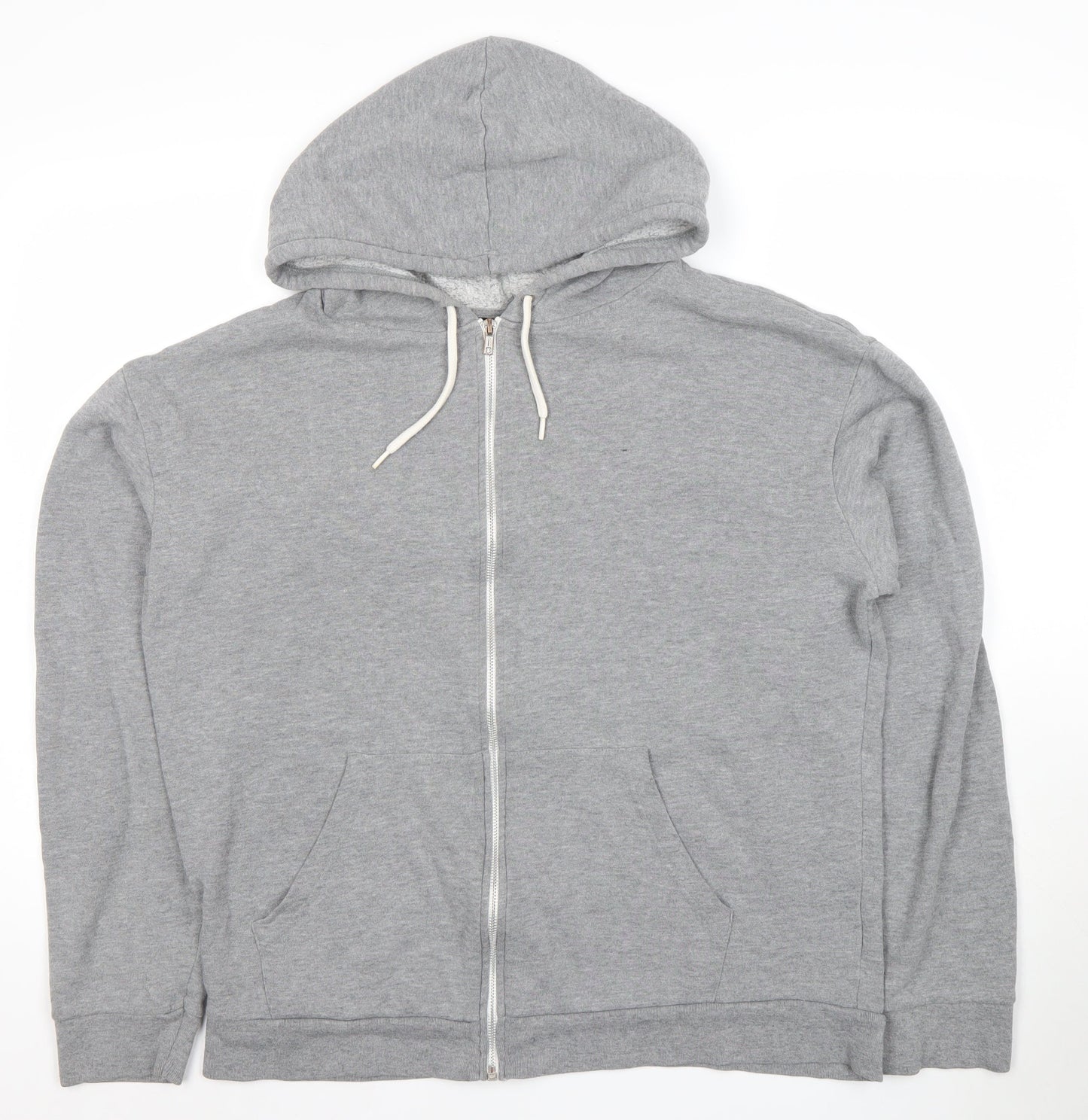 Topshop Women Grey Full Zip Hoodie UK 12 Cotton Blend Casual