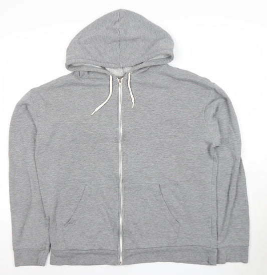 Topshop Women Grey Full Zip Hoodie UK 12 Cotton Blend Casual