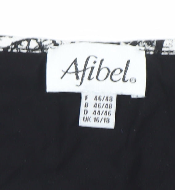 Afibel Women's Black Multicoloured Floral Long Sleeve Tunic Top UK 16/18