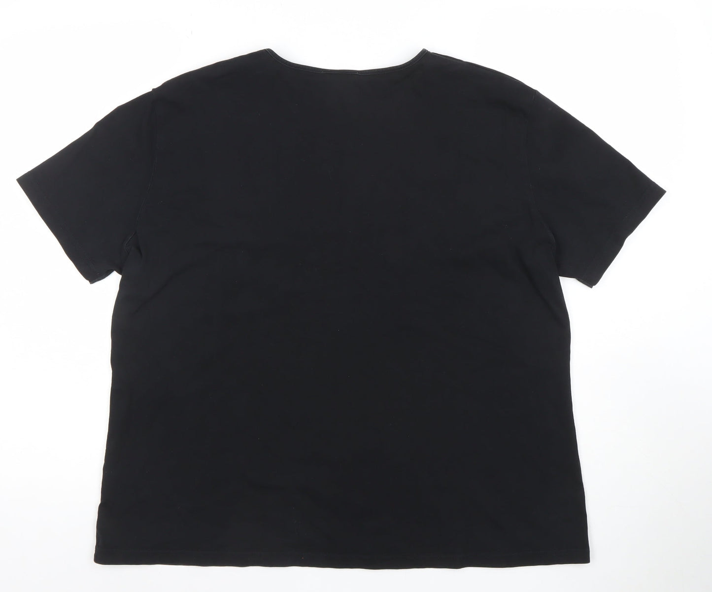 Eastex Women’s Black Floral Embroidered Cotton T-Shirt Size L