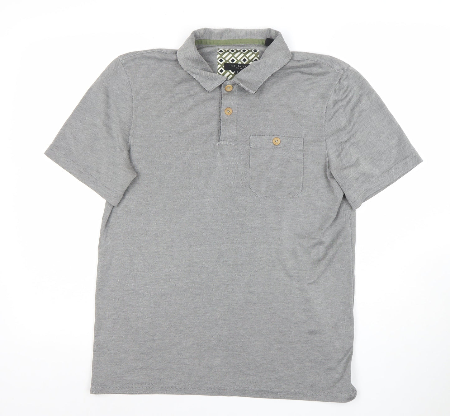 Ted Baker Men’s Grey Cotton Stretch Polo Shirt Size M