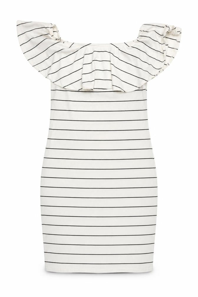 Missguided Women's White Striped Off Shoulder Bodycon Dress Size 12