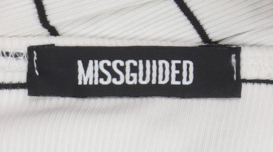 Missguided Women's White Striped Off Shoulder Bodycon Dress Size 12