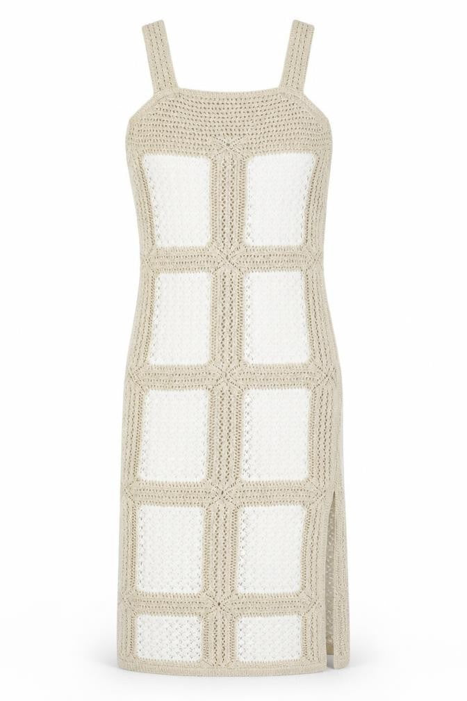 Marks & Spencer Women Beige S Crochet Midi Slip Dress