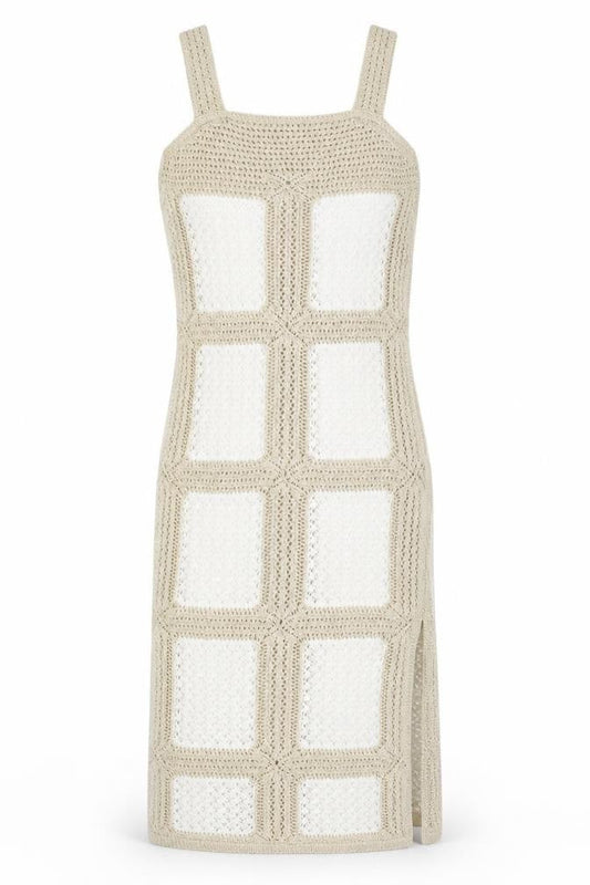 Marks & Spencer Women Beige S Crochet Midi Slip Dress
