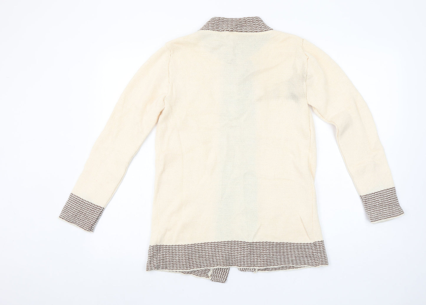 Keynote Women’s Beige Collared Long Sleeve Knit Cardigan Size 12