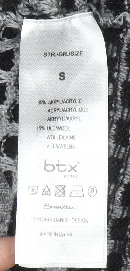 Brandtex Women’s Black Short Sleeve Wool Blend Button Cardigan S