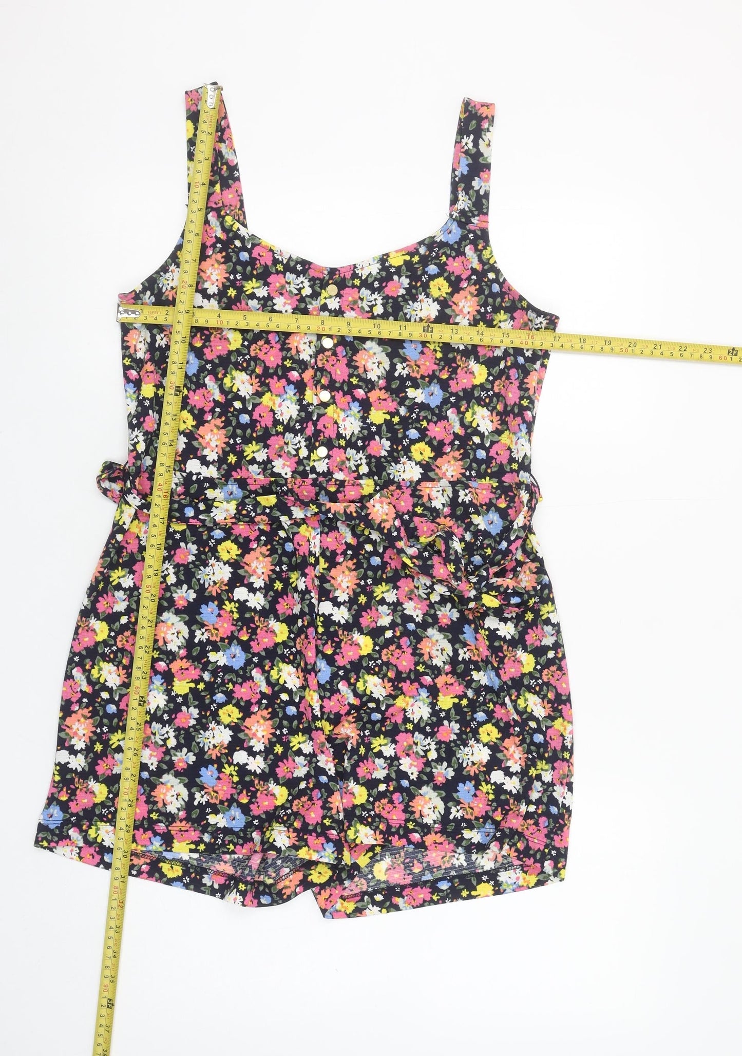 St. Bernard for Dunnes Stores Navy Floral Playsuit Women Small Lightweight Summer
