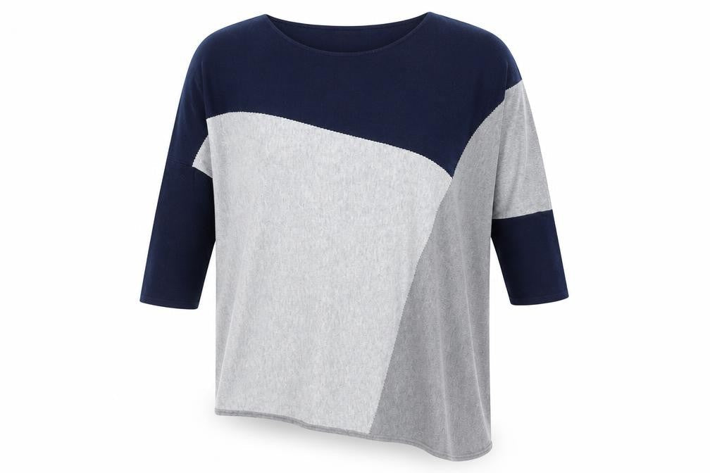 Paramour Womens Grey Blue Asymmetrical Pullover Jumper Size L