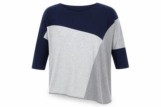 Paramour Womens Grey Blue Asymmetrical Pullover Jumper Size L