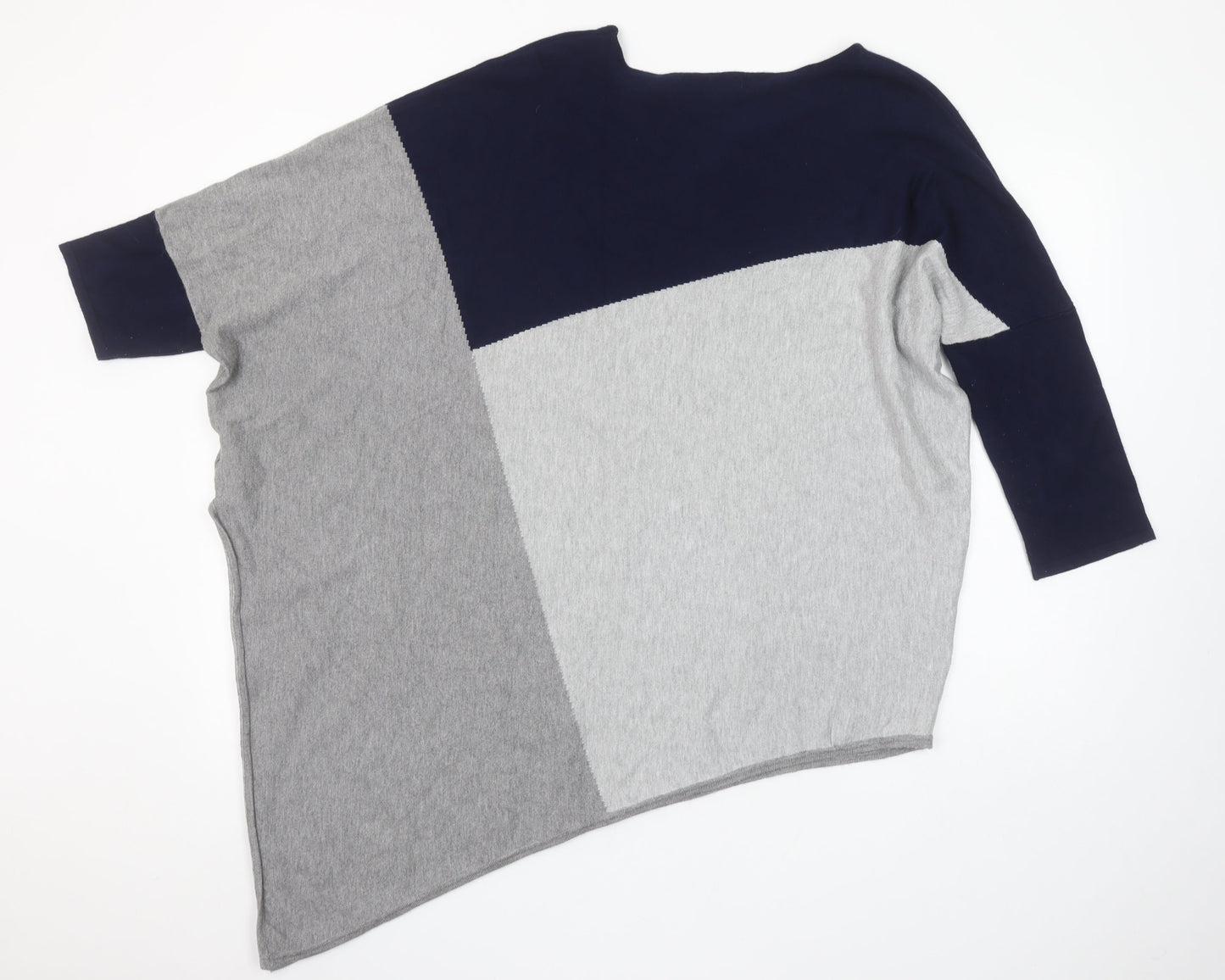 Paramour Womens Grey Blue Asymmetrical Pullover Jumper Size L