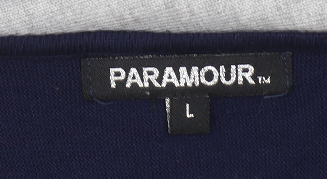 Paramour Womens Grey Blue Asymmetrical Pullover Jumper Size L