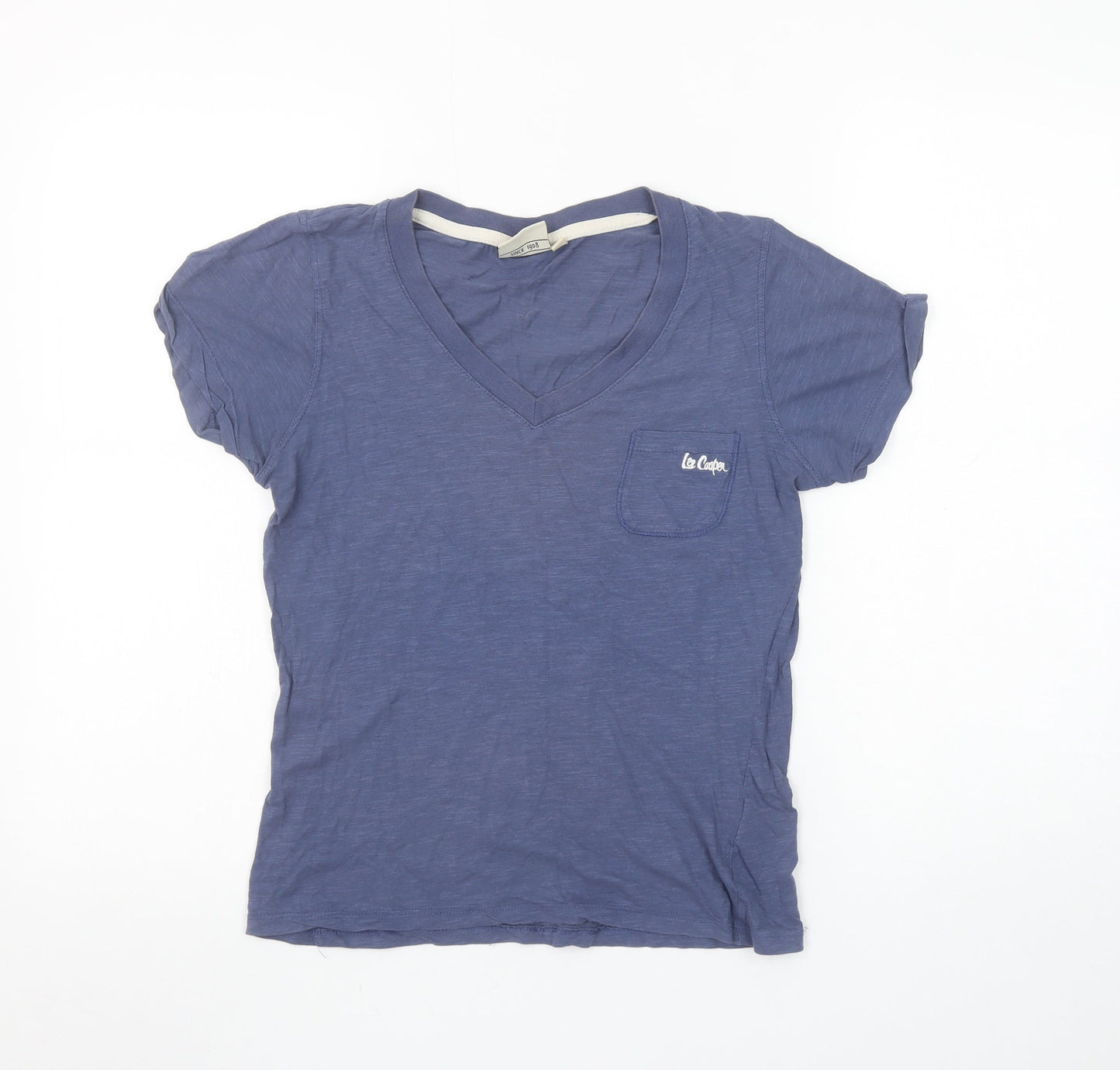 Lee Cooper Women's Blue Cotton V-Neck Short Sleeve T-Shirt Size 10