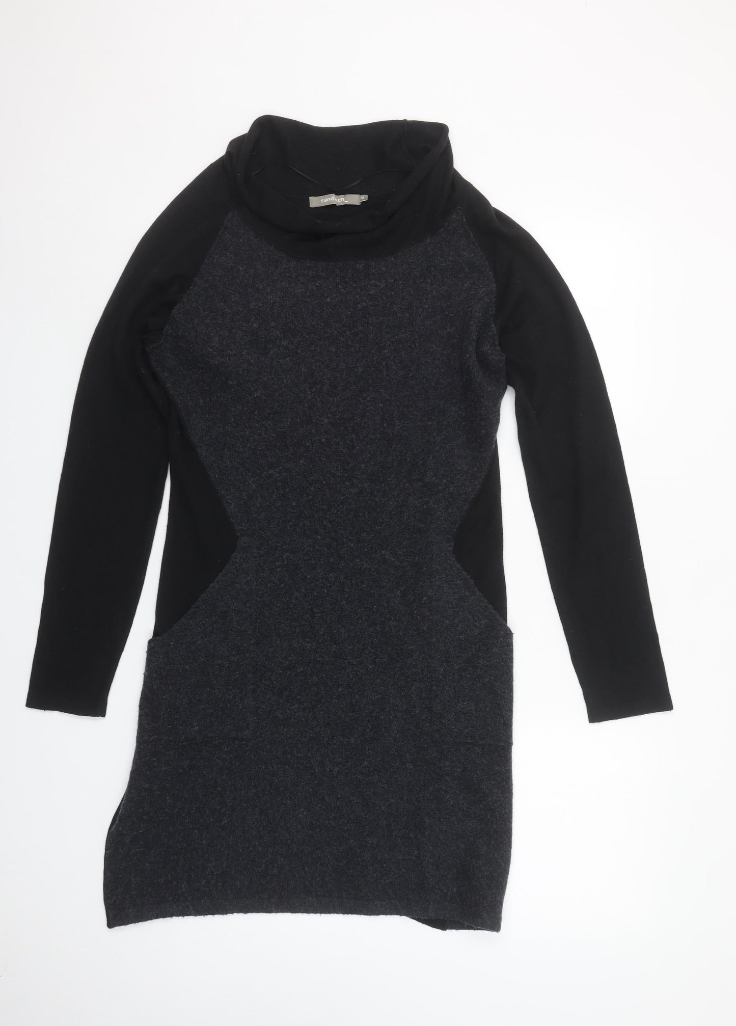 Sandwich Women Black Knit Roll Neck Long Sleeve Shift Dress M