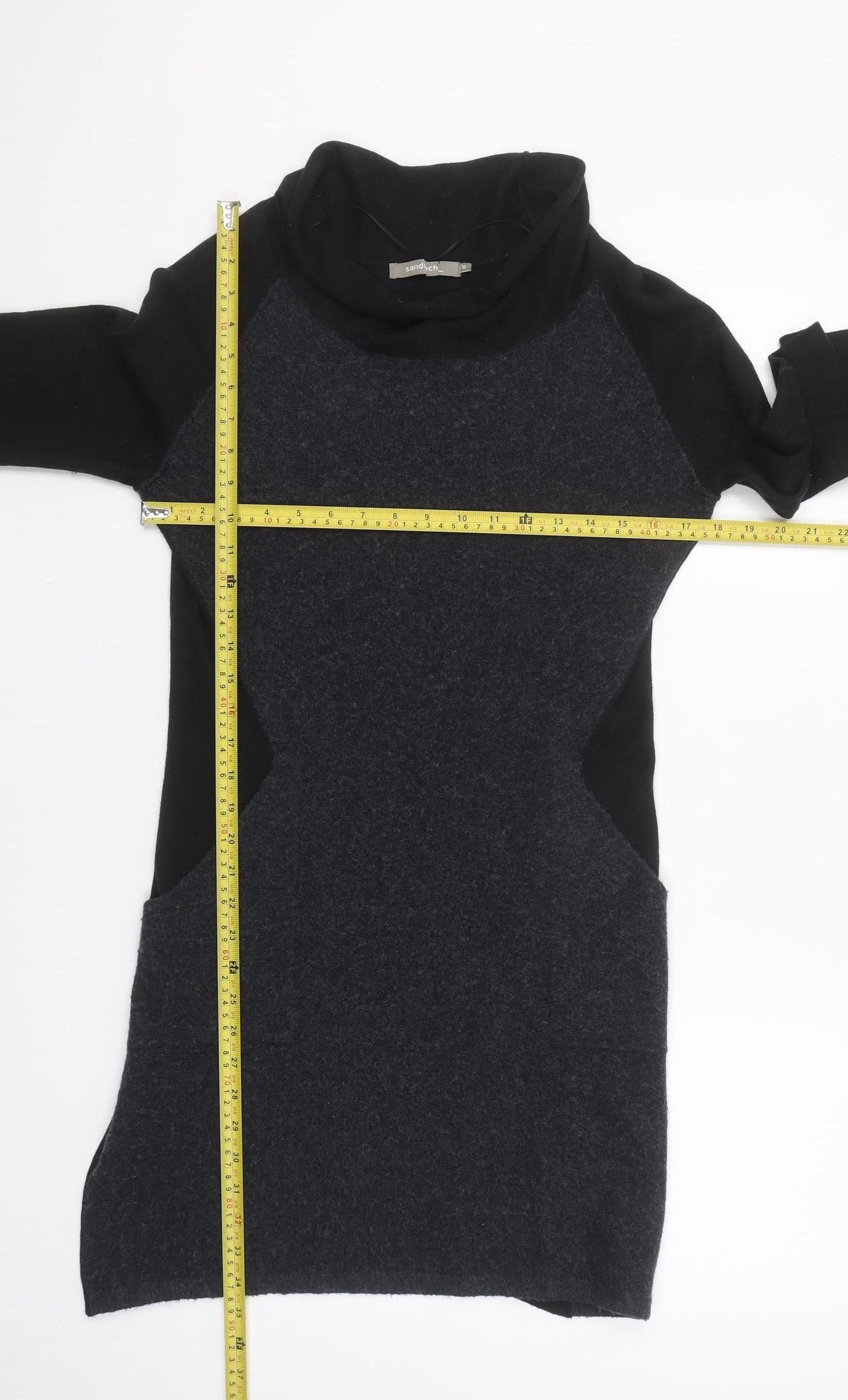 Sandwich Women Black Knit Roll Neck Long Sleeve Shift Dress M