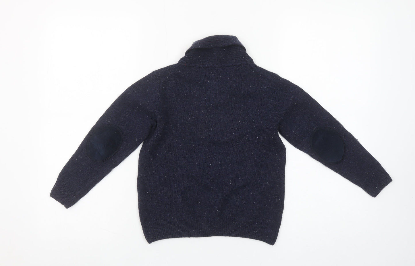 Crew Clothing Boys Navy Lambswool Shawl Collar Jumper Size 6 Years