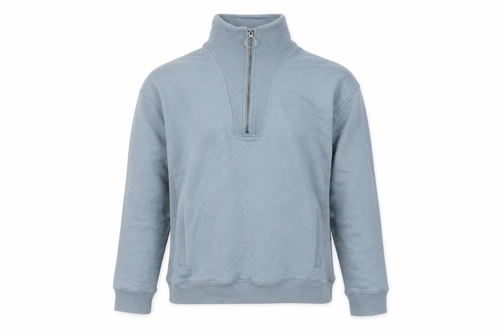 FatFace Women Blue 1/4 Zip Sweatshirt M Cotton Blend Casual Top
