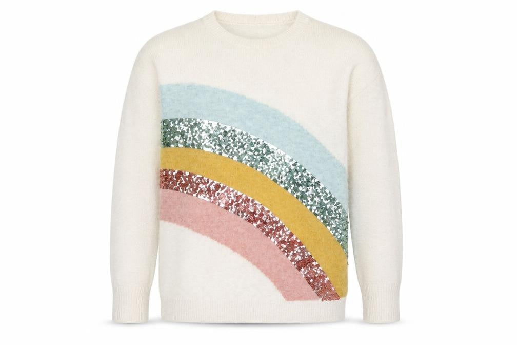 Next Girls Ivory Sequin Rainbow Pullover Jumper 11 Years