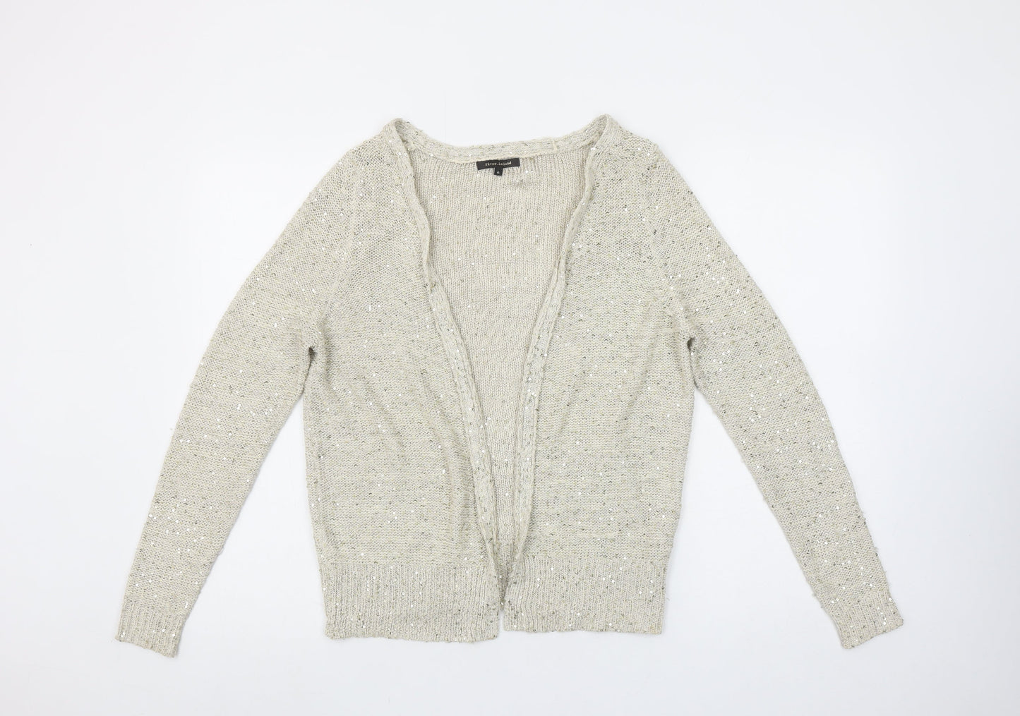 River Island Women’s Beige Sequin Knit Cardigan Size 6