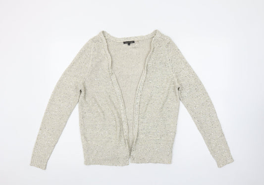 River Island Women’s Beige Sequin Knit Cardigan Size 6