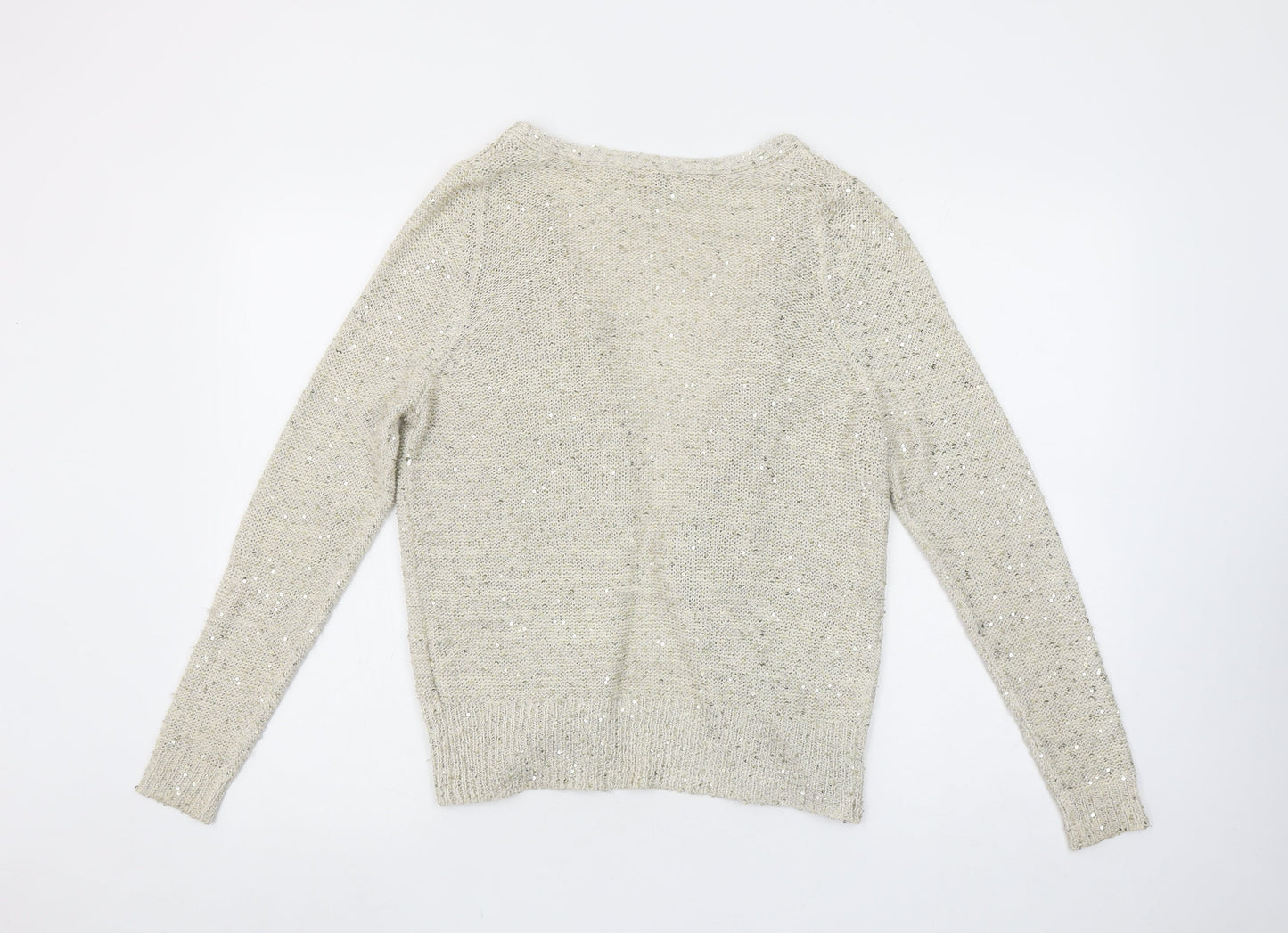 River Island Women’s Beige Sequin Knit Cardigan Size 6