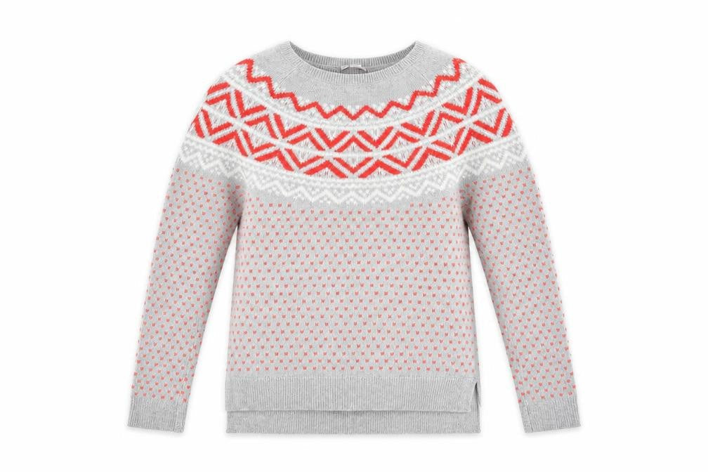 Gap Womens Grey Fair Isle Knit Jumper XS Crew Neck Long Sleeve