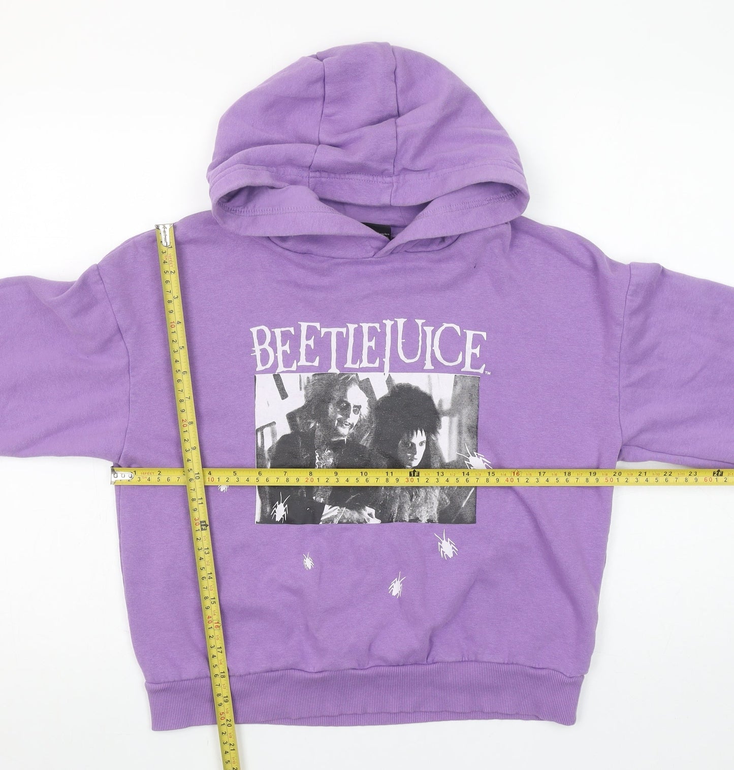 Beetlejuice Purple Hoodie Women Teen Size 12 Cotton Blend Graphic Print