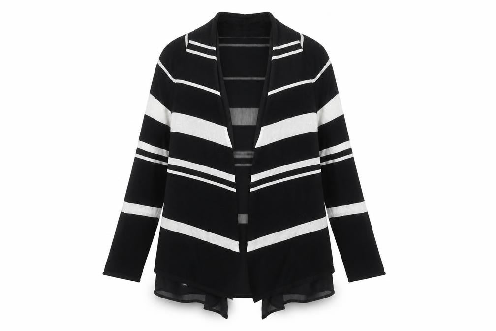 Marks & Spencer Women’s Black Striped Open Knit Cardigan Size 18