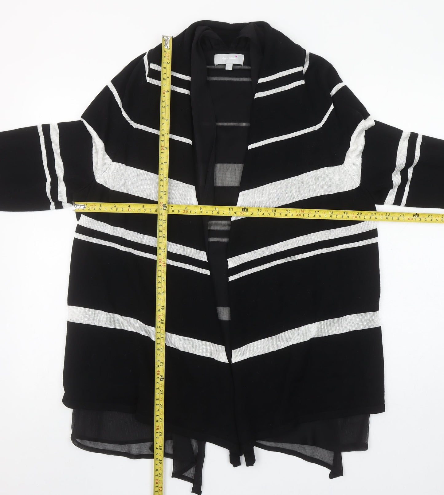 Marks and Spencer Women’s Black Striped Open Knit Cardigan Size 18