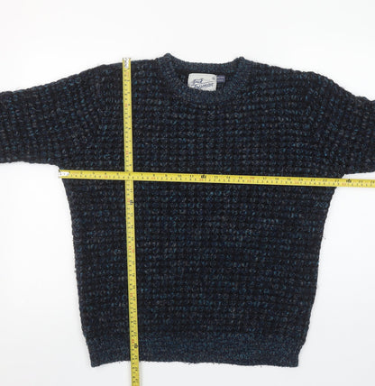 Topman Men Blue Chunky-Knit Crew Neck Pullover Jumper M