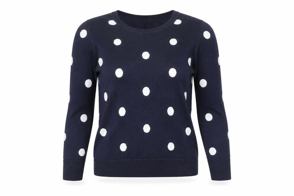 Gap Women's Blue Polka Dot 100% Cotton Crew Neck Jumper Size M
