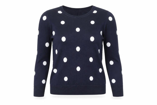 Gap Women's Blue Polka Dot 100% Cotton Crew Neck Jumper Size M