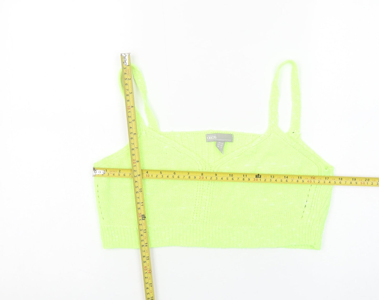 ASOS Women Green Knit Camisole Tank Top Size 12 V-Neck