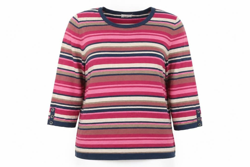 Eastex Women's Multicoloured Striped 3/4 Sleeve Pullover Jumper Size 20