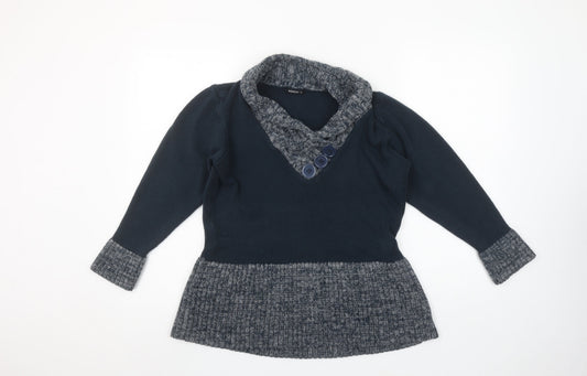 Roman Blue Knit Long Sleeve Pullover Jumper Size XL