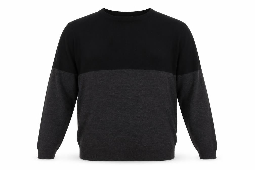 French Connection Men’s Black Grey 2XL Wool Blend Crew Neck Jumper