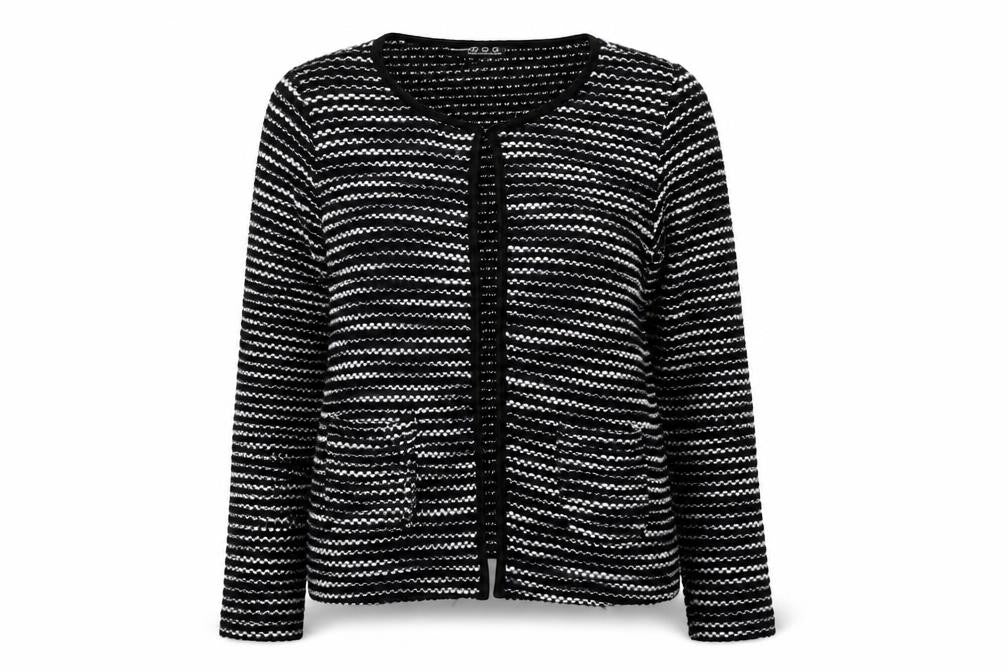 Atmosphere Womens Black Striped Open Knit Cardigan Size M