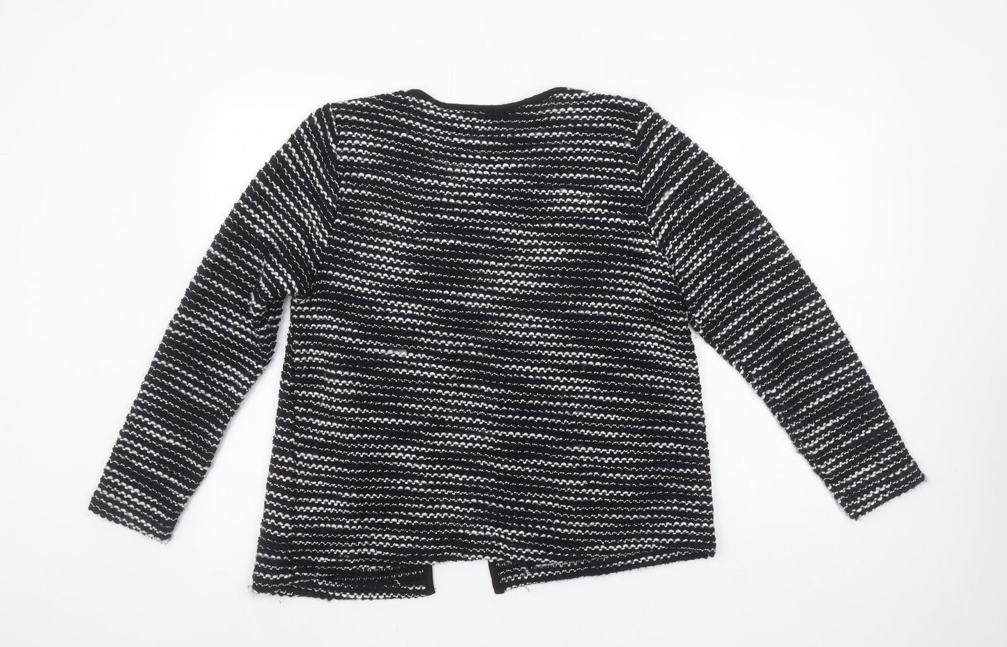 Atmosphere Womens Black Striped Open Knit Cardigan Size M