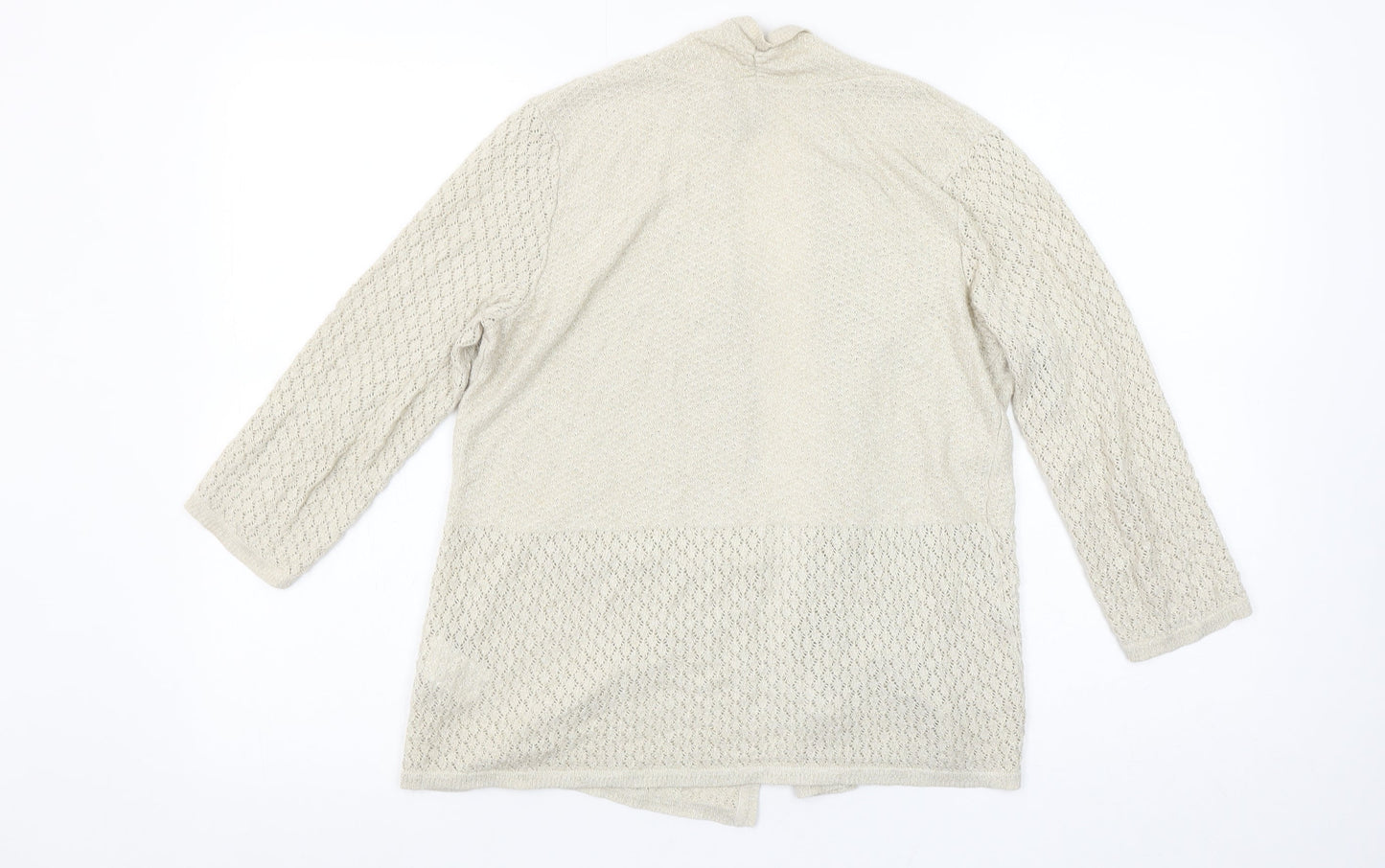 H&M Women’s Beige Open Knit Cardigan Size 12 Lightweight Casual