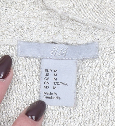 H&M Women’s Beige Open Knit Cardigan Size 12 Lightweight Casual