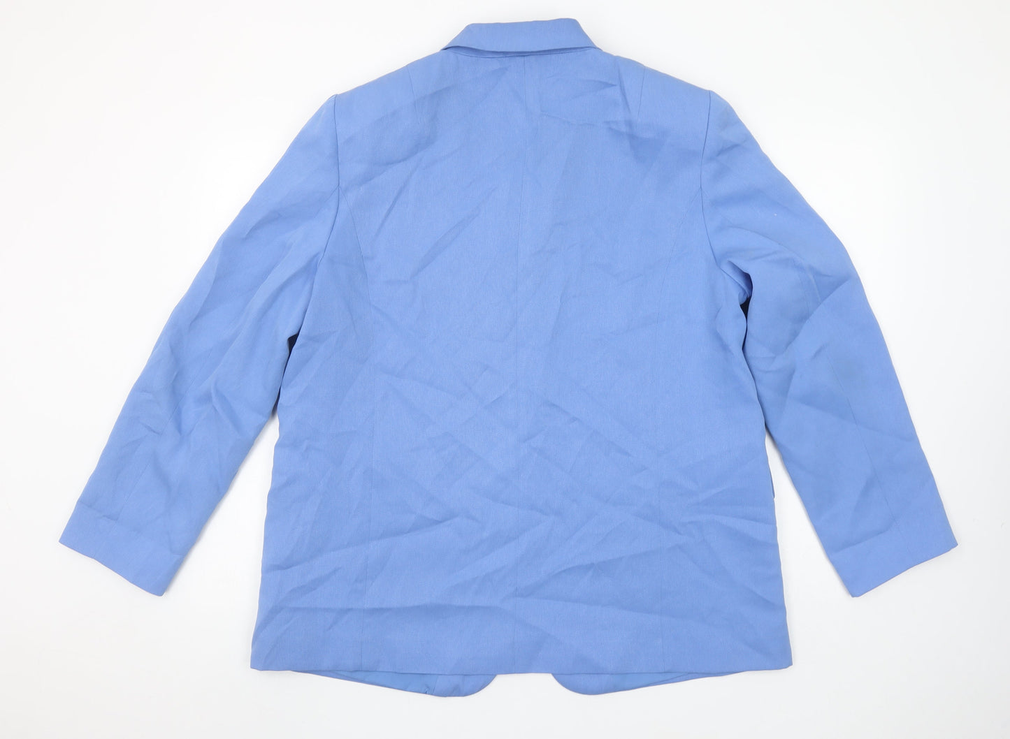 H&M Women Blue Regular Fit Notch Lapel Single-Breasted Blazer Size 16