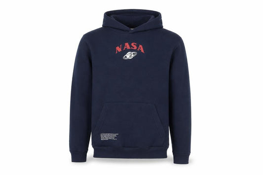 NASA Men's Blue Pullover Hoodie XS Graphic Print Cotton Blend